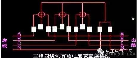 三线四线电度表接线图